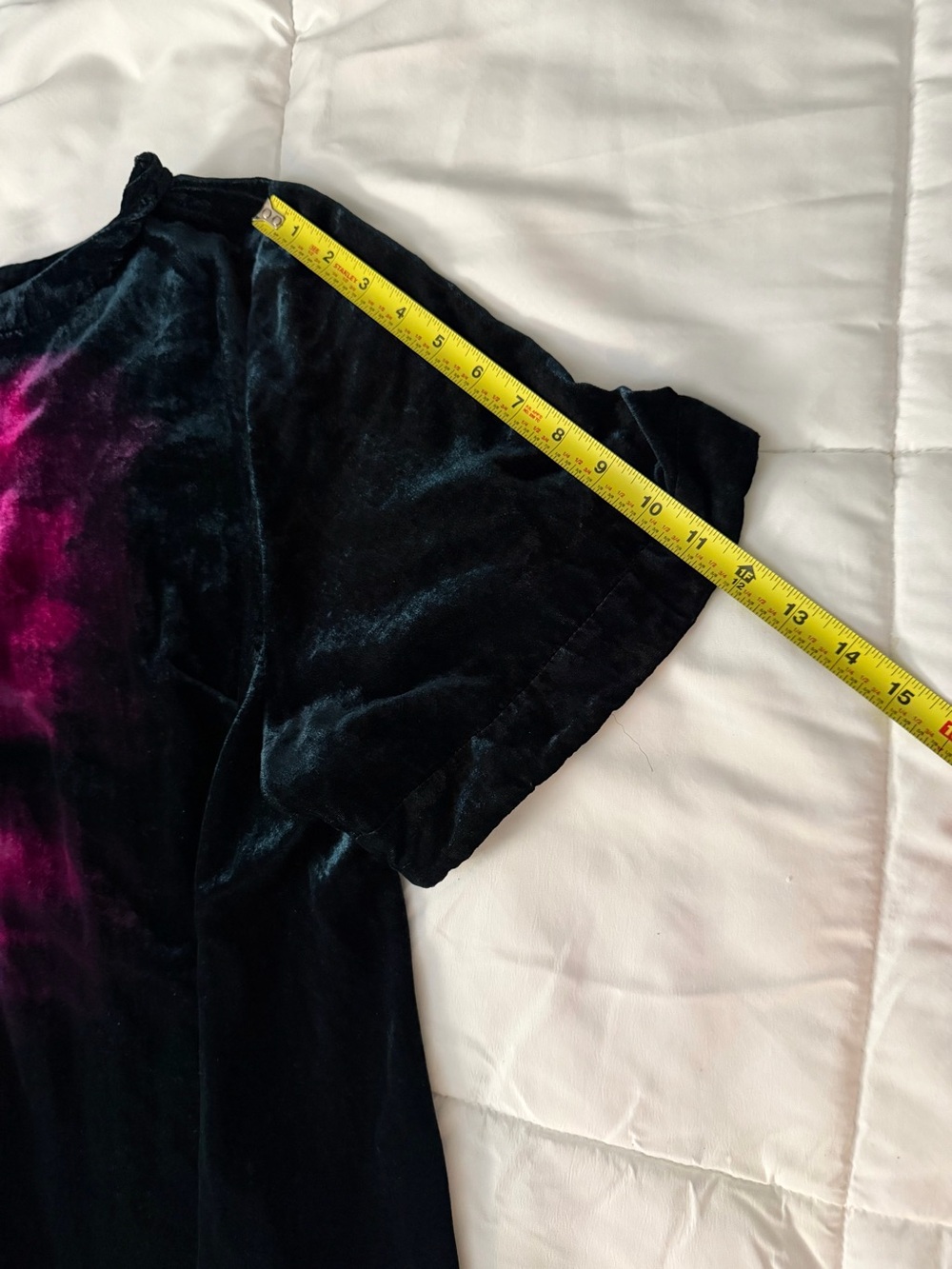 Maeve Black Velvet Dress with Pink and Green Abstract Accent - Picture 4 of 6